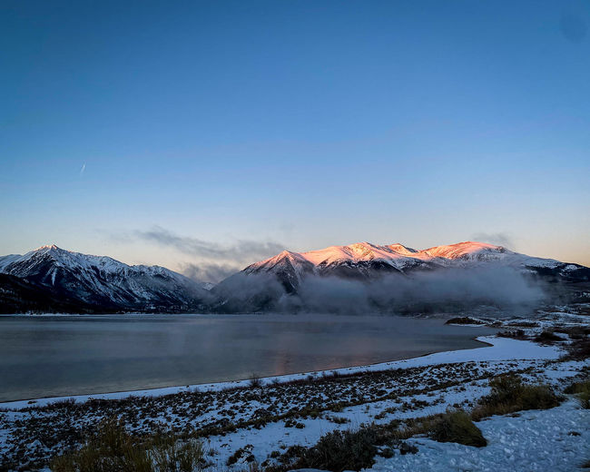 Misty morning over twin lakes