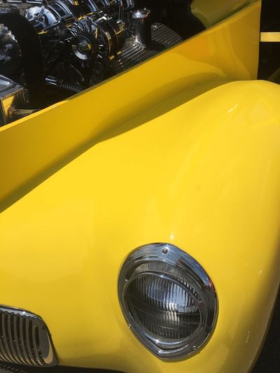 Close-up of yellow car