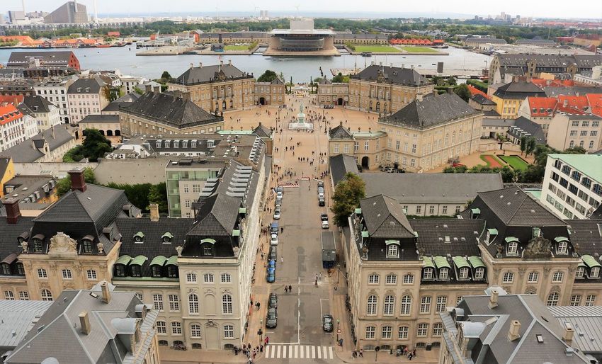 High angle view of buildings in copenhagen city