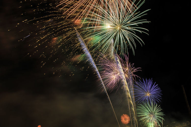 Low angle view of colorful firework display