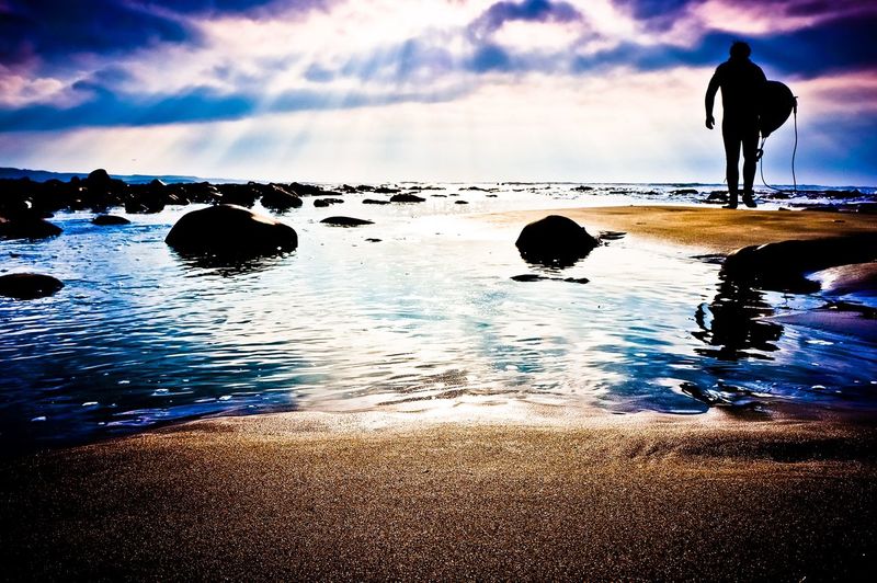 Scenic view of sea against cloudy sky