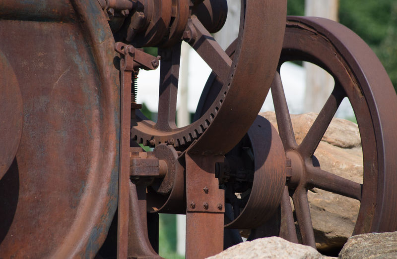 Close-up of old rusty machine part