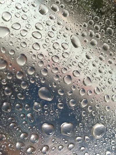 Extreme close up of water drops on ground