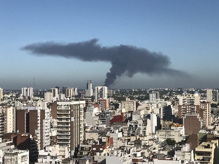 Smoke from a fire in buenos aires, argentina