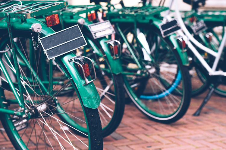 Close-up of bicycles