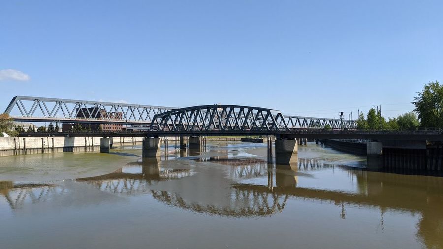 Bridge over river against clear sky
