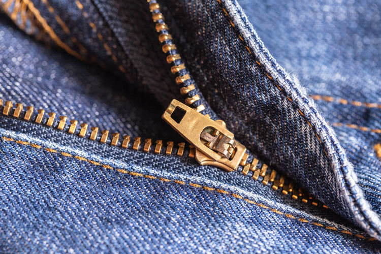 Close-up of zip on jeans