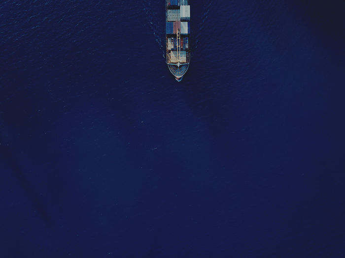 Aerial view of a cargo ship