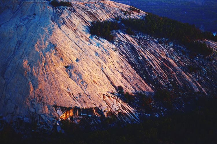 Aerial view of mountain at sunset