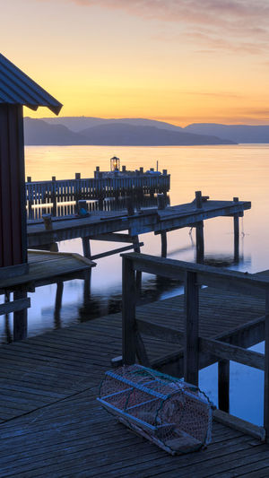Scenic view of sea at sunset