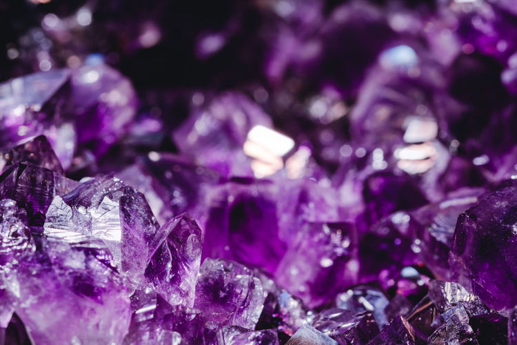 Full frame shot of purple gemstones