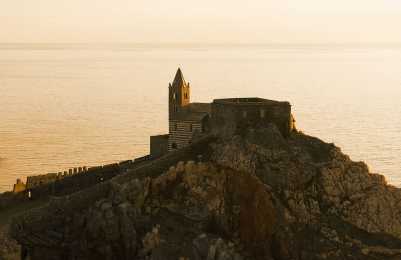 Scenic view of portovenere in the evening sun