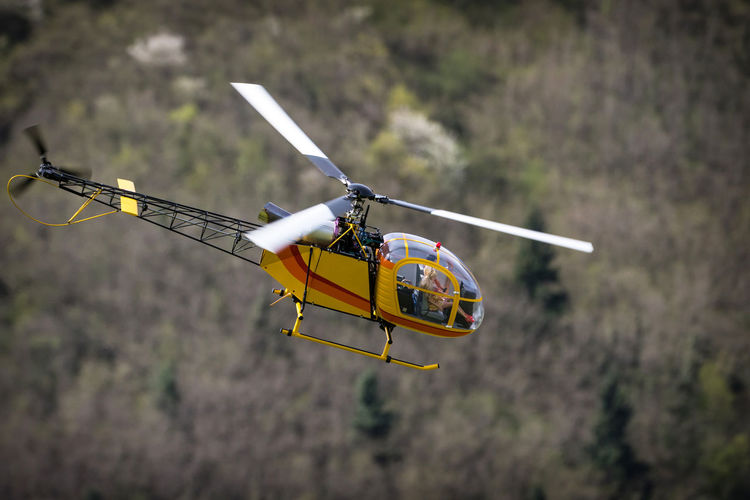 View of helicopter flying mid-air