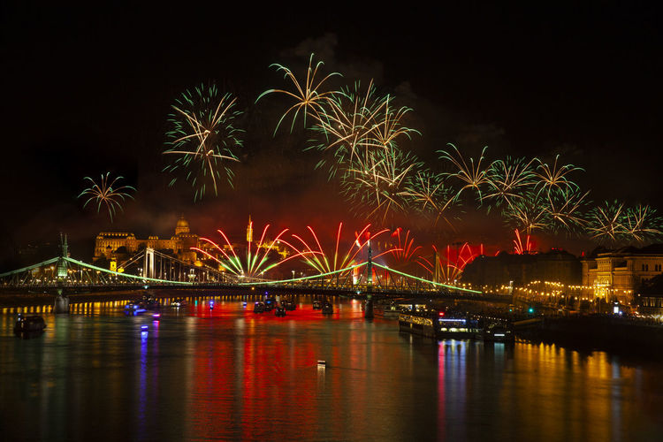 Fireworks over budapest at st stephen's day, 30th august. 