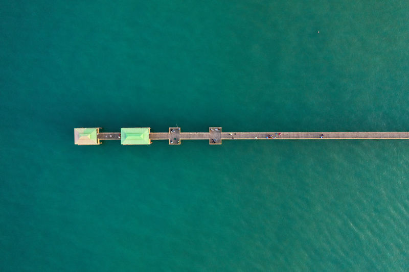 High angle view of swimming pool against sea