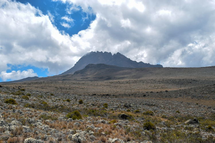 Scenic mountain landscapes against sky, mawenzi peak in the mount kilimanjaro national park