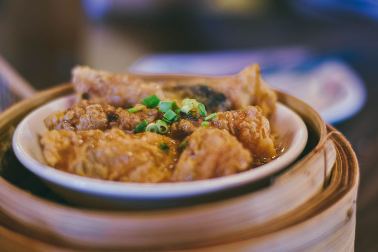 Close-up of food in bowl on table