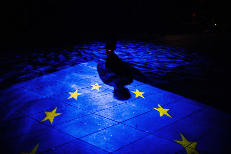 Shadow of man o european union flag