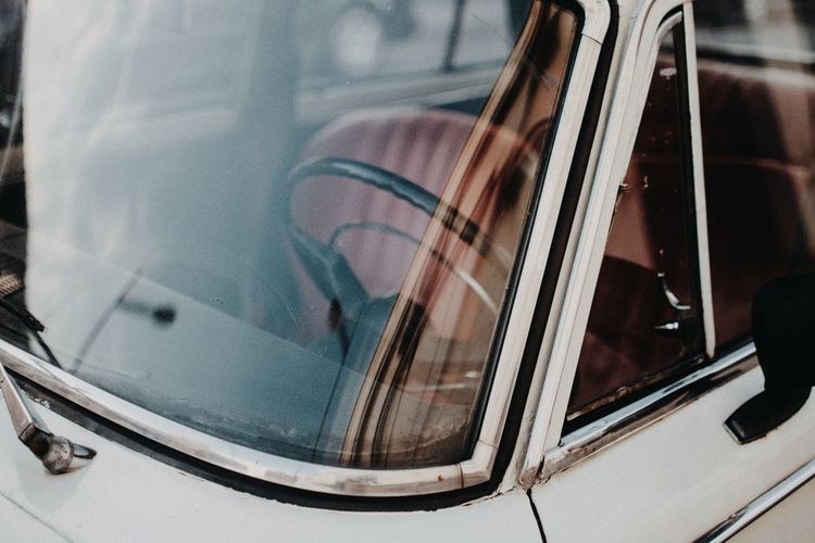 Close-up of vintage car window
