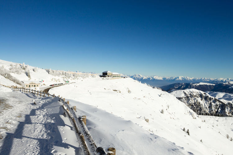 Mountain winter landscape. mount grappa with snow. italian alps