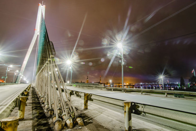 View of illuminated bridge at night