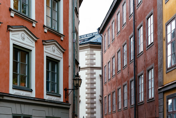 Traditional facades in gamla stan quarter in stockholm, sweden