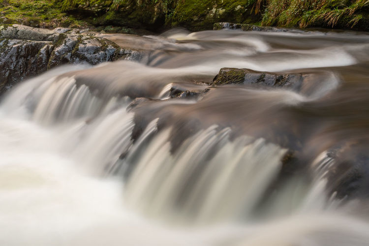 Long exposure of a waterfall on the east lyn river at watersmeet in exmoor national park