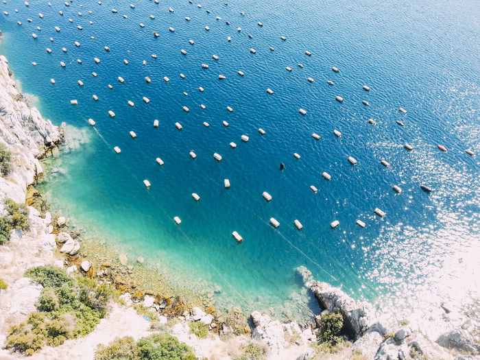 High angle view of boats on adriatic sea