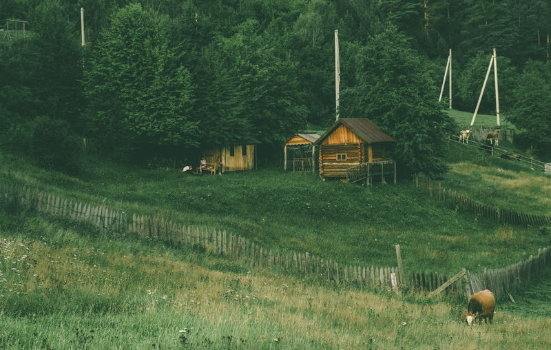 View of a house on field