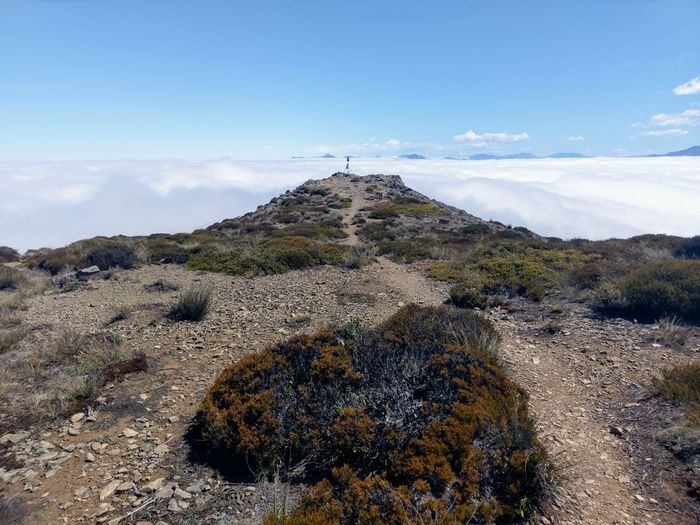 Scenic view of land against sky