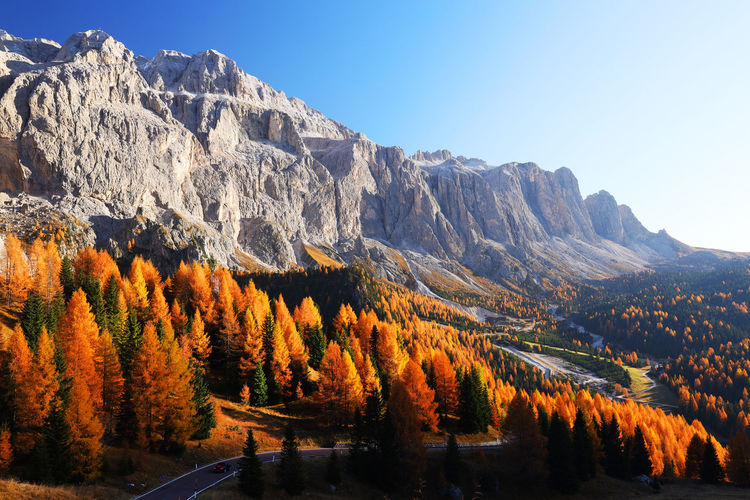 Scenic view of mountains against clear sky
