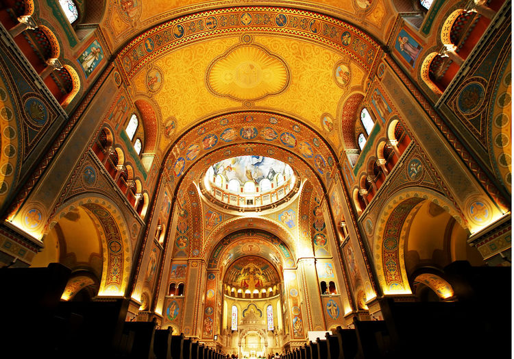 Low angle view of interior of szeged cathedral