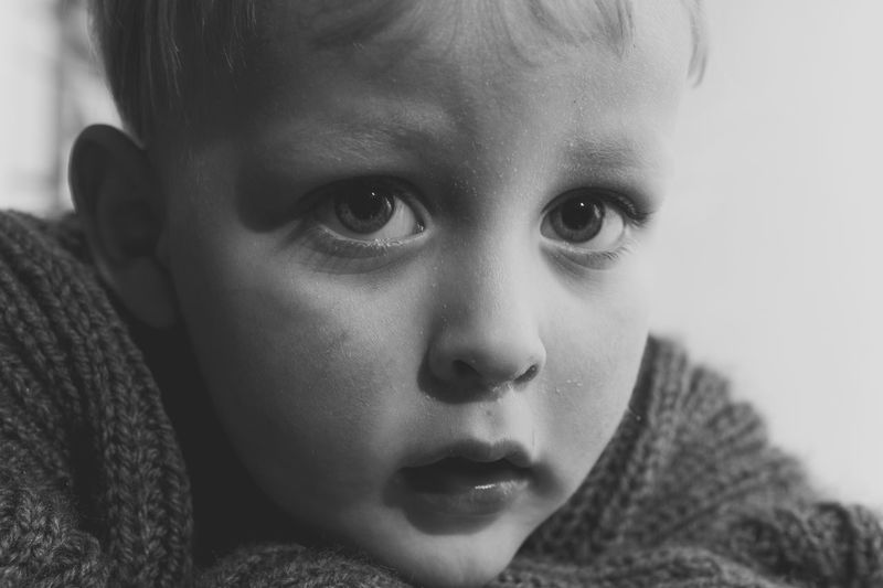 Close-up portrait of smiling boy