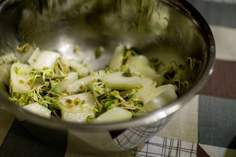 Close-up of sprout salad in bowl