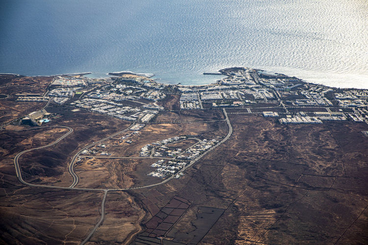 Costa teguise lanzarote as seen from airplane