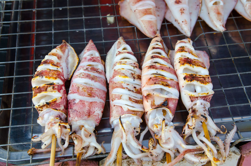 Close-up of grilled squid