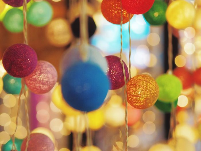 Close-up of colorful lighting decorations