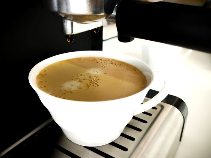 High angle view of coffee cup