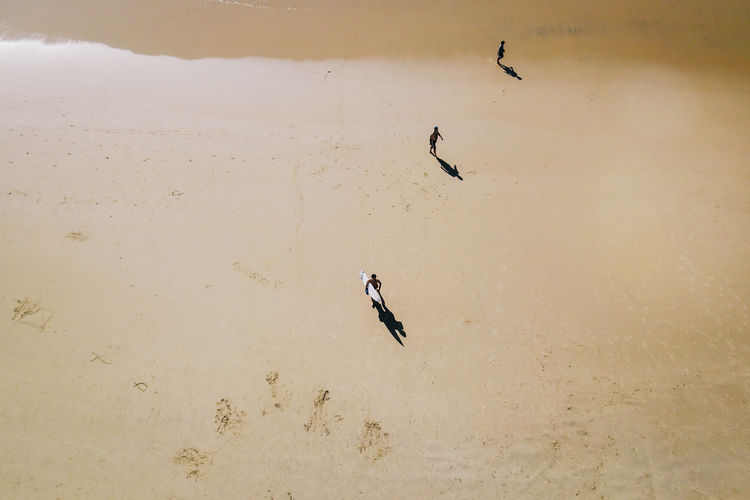 High angle view of people on beach