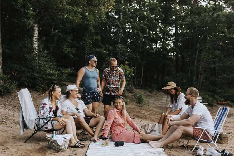 Happy friends relaxing together