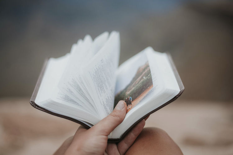 Cropped hand of woman holding book at grand canyon national park