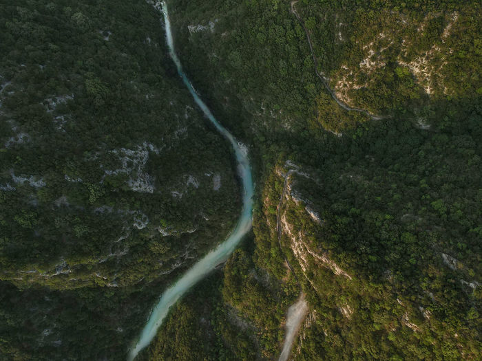 Acheron river aerial top down photo 
