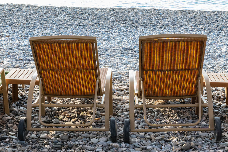 Chairs and table on beach