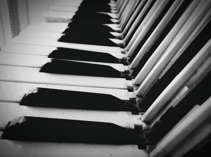 Close up of piano in the dark