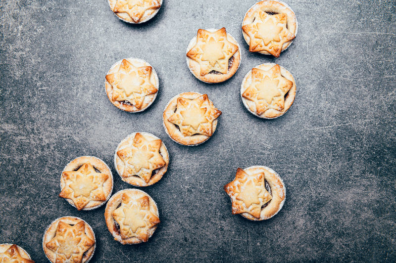 Mince pies, all butter shortcrust pastry filled with cranberries, sultanas, currants, raisins