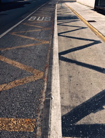 High angle view of shadow on road