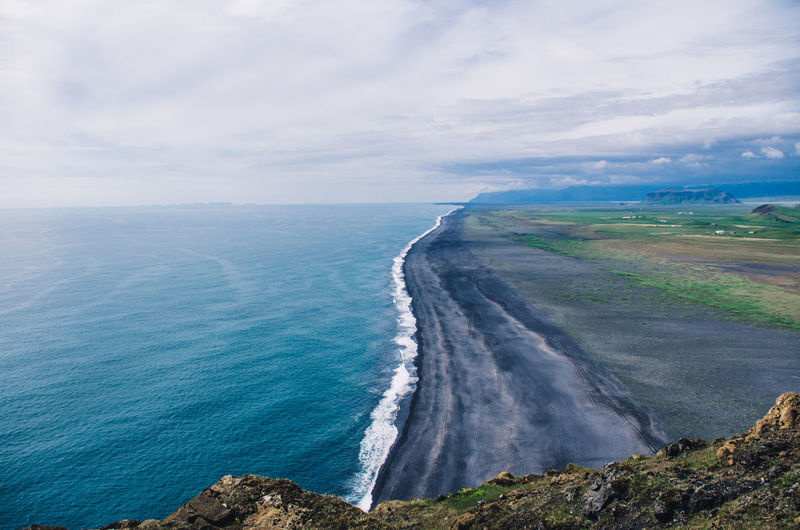 Scenic view of sea against sky in iceland and sea
