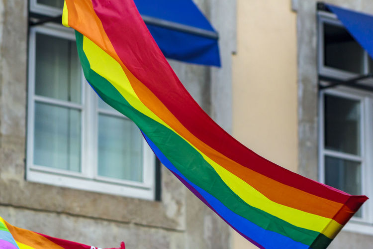 Lgbt rainbow pride flag waving