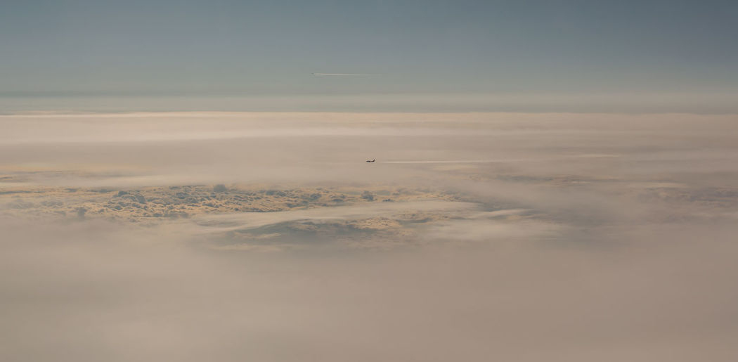 Aerial view of cloud fields above the clouds