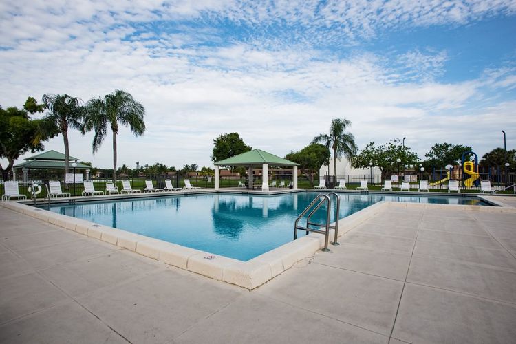 View of swimming pool against sky